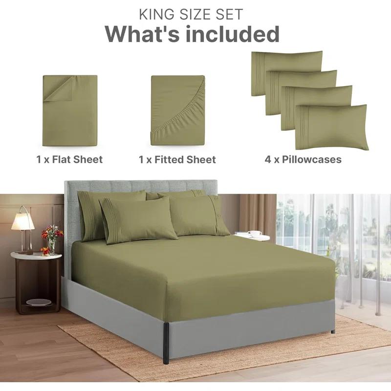 CGK Linens 6 Piece Extra Deep Pocket Ultra Soft & Cooling Sheet Set