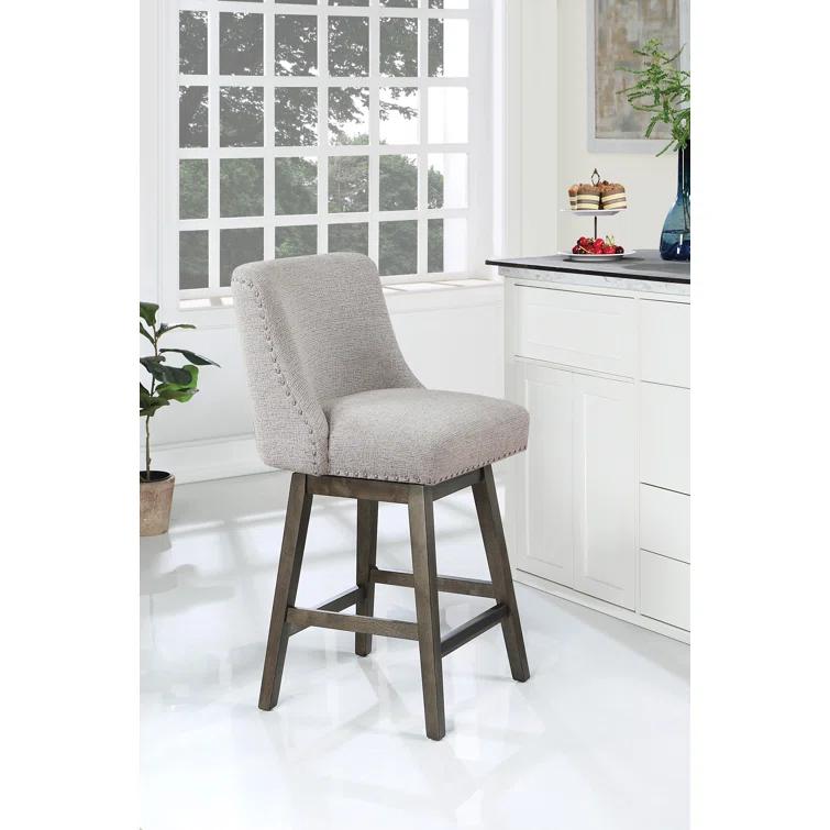 OSP Designs Granville Swivel Upholstered Counter Stool with Solid Wood Frame