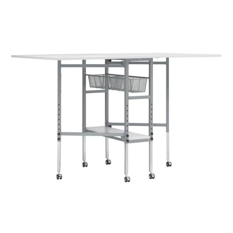 58.5'' x 36.75'' Foldable Sewing Table with Wheels