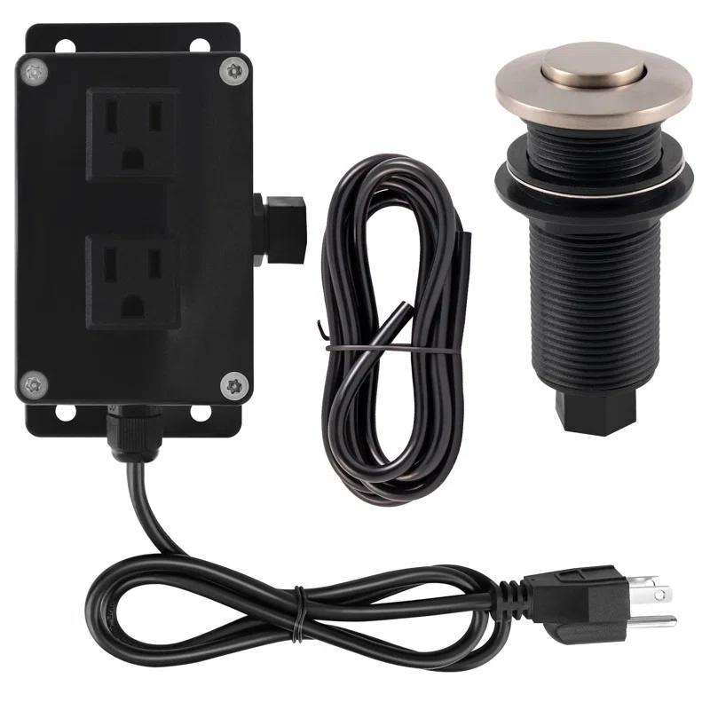 Westbrass Kitchen Sink Waste Disposal Air Switch and Dual Outlet Control Box, Flush Button