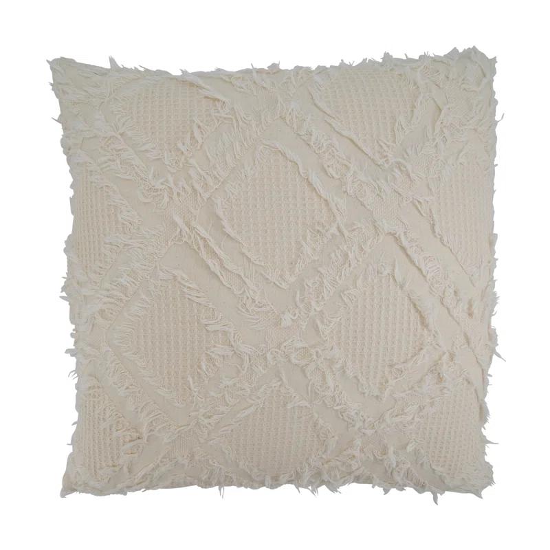 Saro Ivoryline Collection Appliqued Cotton Reversible Throw Pillow