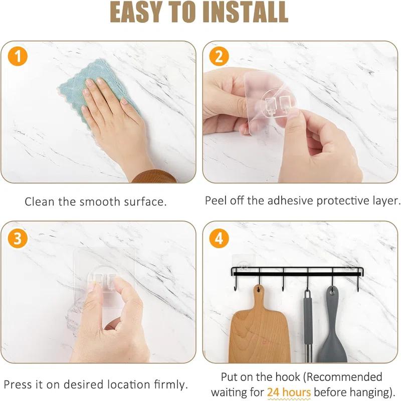 Prep & Savour Kitchen Utensil Rack Wall Mount, Adhesive Kitchen Utensil Hanger No Drilling