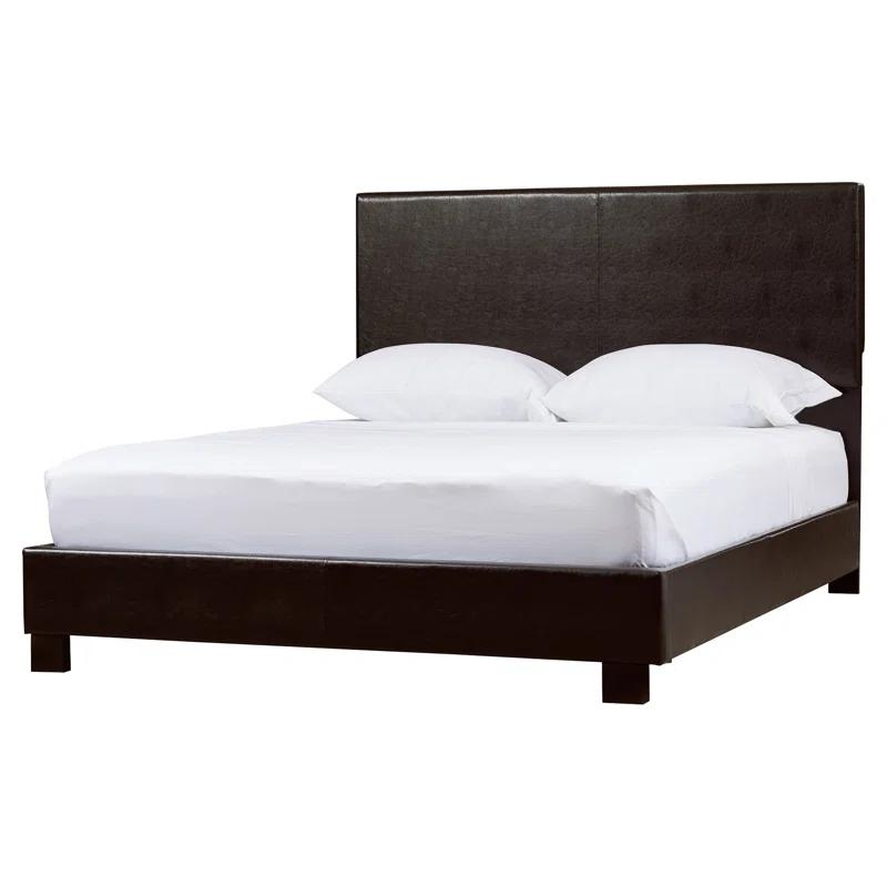 Winston Porter Bernhilde Upholstered Queen Panel Bed Dark Brown