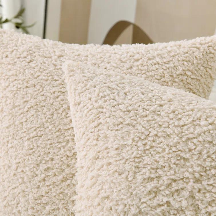 NordECO HOME Faux Fur Throw Pillow Covers Soft Teddy Polyester Square Throw Pillow Cover & Reviews | Wayfair