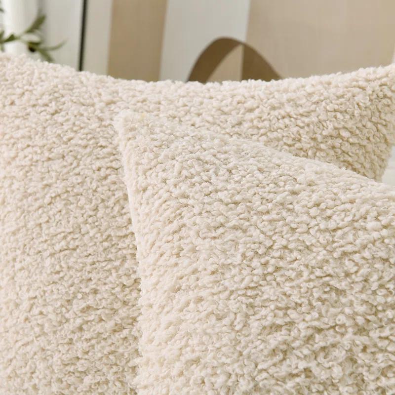 NordECO HOME Faux Fur Throw Pillow Covers Soft Teddy Polyester Square Throw Pillow Cover & Reviews | Wayfair