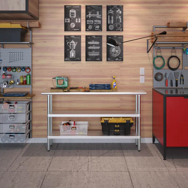 Amgood Stainless Steel Work Table with 2 Shelves