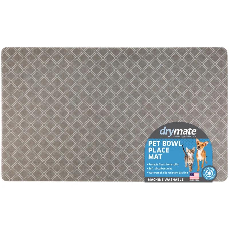 Pet Bowl Placemat, Feeding Mat For Dog & Cat - Thin, Absorbent, Waterproof, Machine Washable