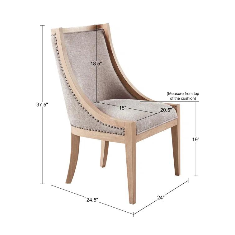 Martha Stewart Martha Stewart Elmcrest Wood Upholstered  Dining Chair with Nailhead Trim