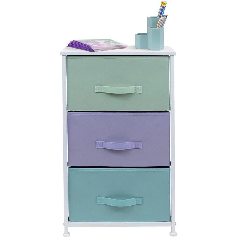 Sorbus Sorbus 3 Drawers Nightstand with Steel Frame and Wood Top in Pastel