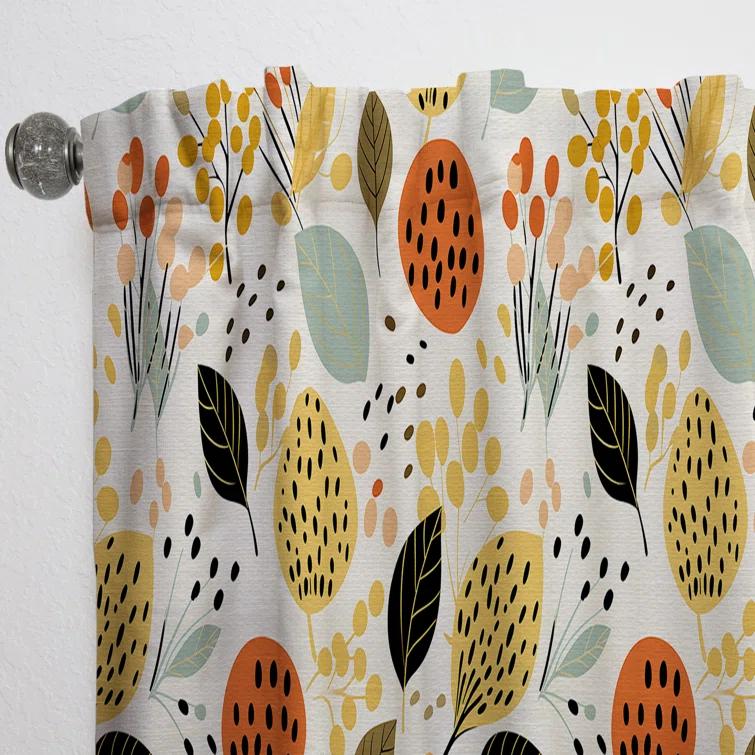 Design Art Soft Color Leaves Tropical Pattern I Polyester Blackout Single Curtain Panel Single Panel