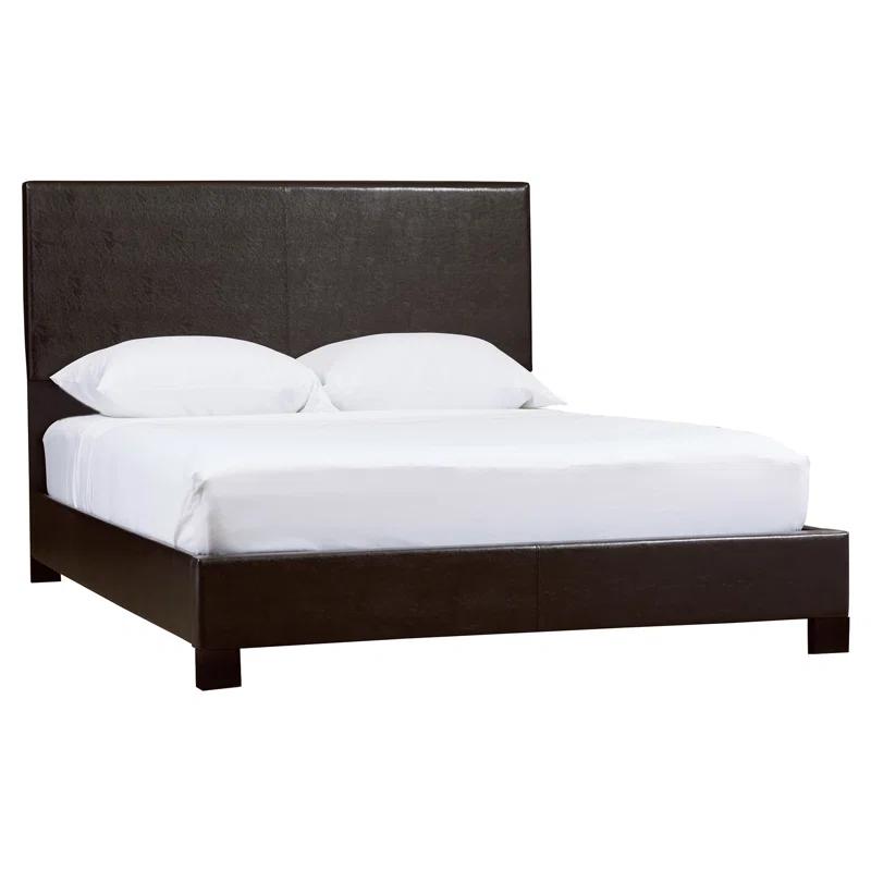 Winston Porter Bernhilde Upholstered Queen Panel Bed Dark Brown