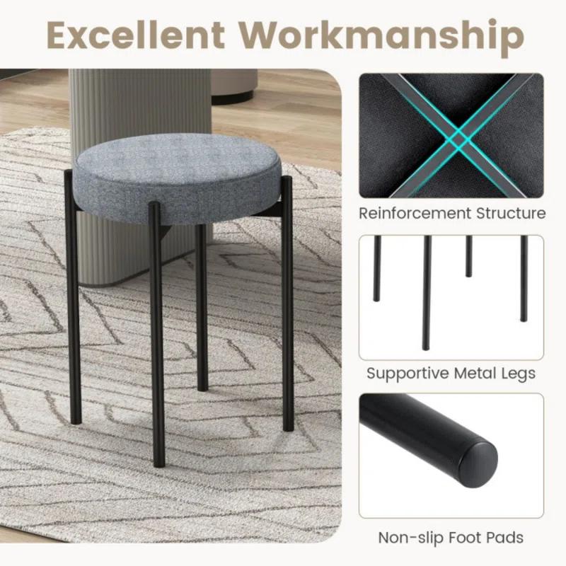 George Oliver Bar Stools Set Of 4 Upholstered Kitchen Stools With Foot Pads