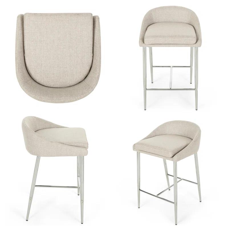 Ivy Bronx Modern&Simple Design Counter Stools Set of 2 – Upholstered Seats, Chrome-Finished Base for Kitchen Island or Breakfast Nook | Wayfair
