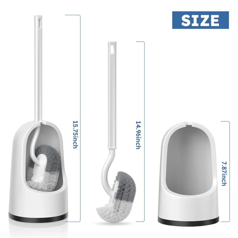 TUHOME FURNITURE LLC 2-Pack Toilet Brush And Holder With Extra Long Handle, White