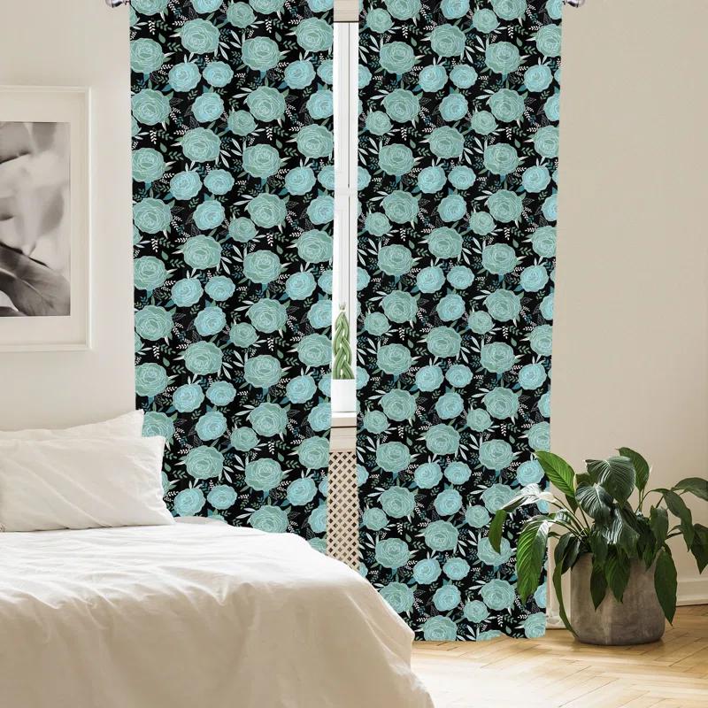 Floral Semi-Sheer Rod Pocket Sliding Panel (Set of 2)