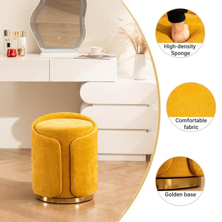Mercer41 Juriana Metal Accent Stool Swivel Vanity Ottoman & Reviews | Wayfair