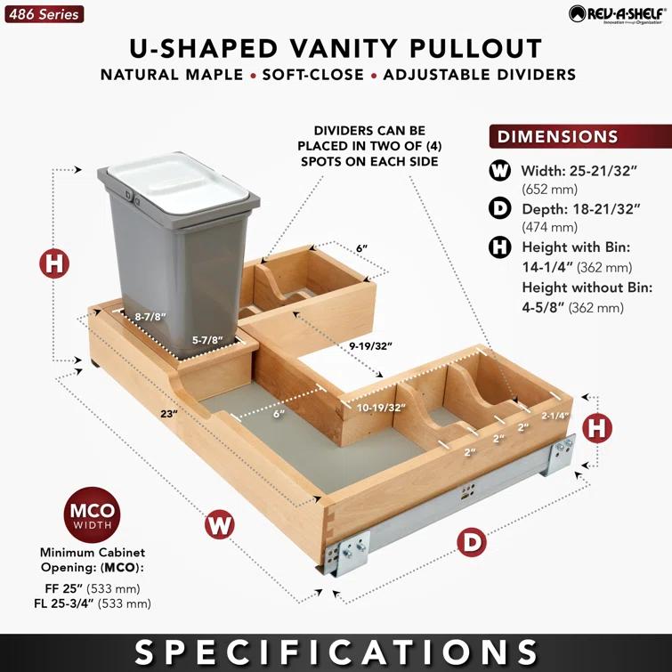 Rev-A-Shelf Rev-A-Shelf Wood Vanity Sink Cabinet Pull Out Organizer