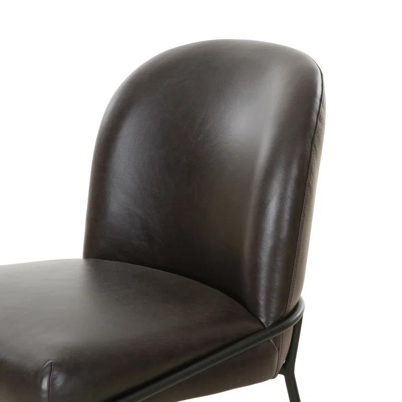 Laina Leather Upholstered Back Side Chair in Black