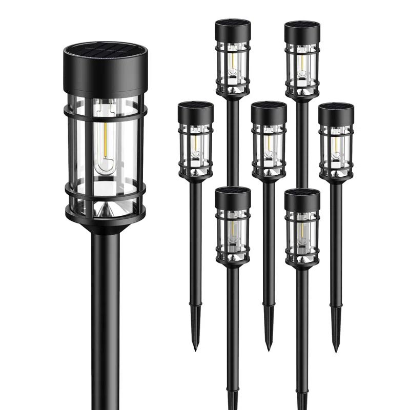 Zeki Shoggy 8 Pack Solar Pathway Lights Outdoor, Waterproof Solar Lights Outdoor With Metal & Glass Design - Auto On/Off, Long-Lasting, Landscape Lighting For Garden, Yard, Lawn, Driveway, Walkway