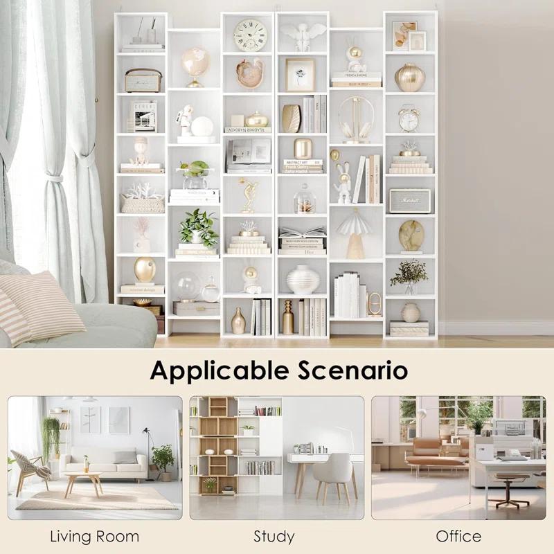 Latitude Run® Triple Wide 8 Tier Media Storage Tower Rack, 71" Tall Bookshelf Black Bookshelf