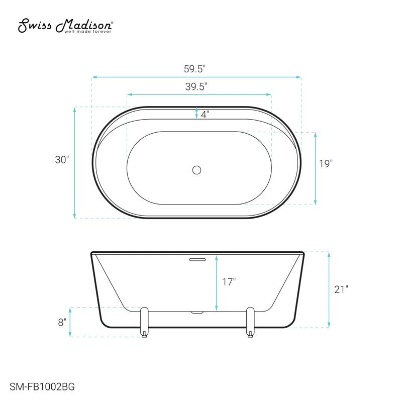 Swiss Madison Monaco 59" Freestanding Bathtub With Matte Black Stand SM-FB1002BG