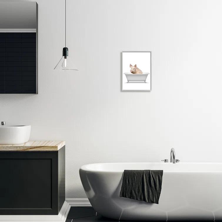 Stupell Industries " Farm Pig Bath Tub Bathroom " by Annalisa Latella