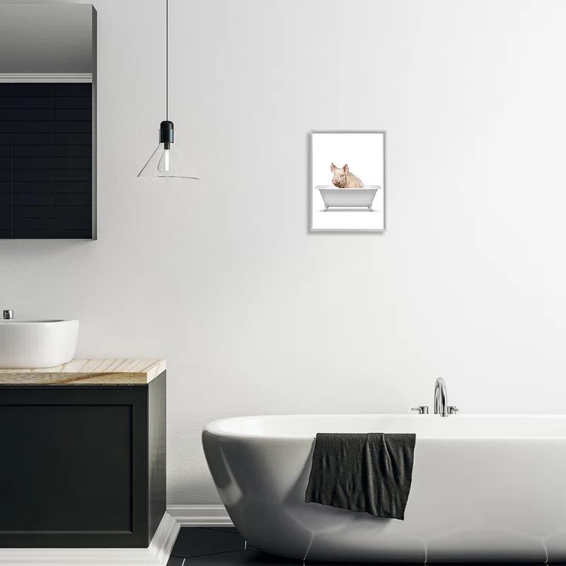 Stupell Industries " Farm Pig Bath Tub Bathroom " by Annalisa Latella