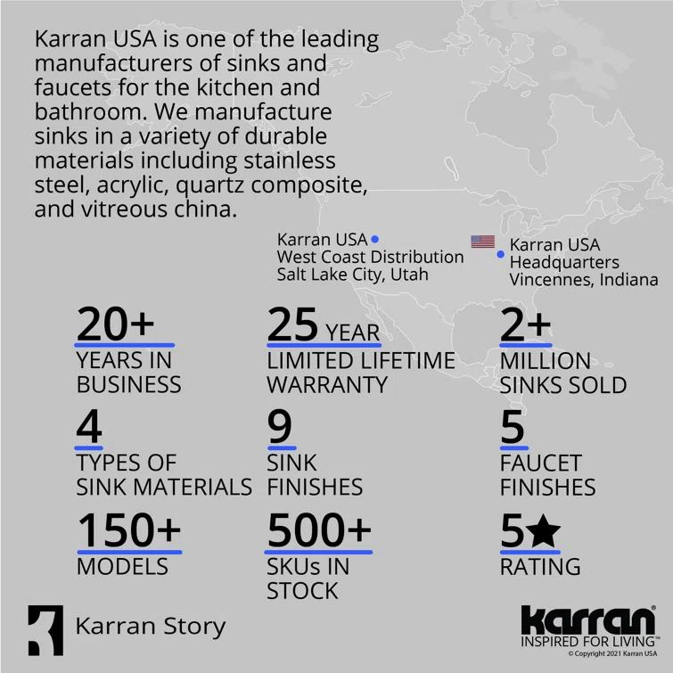 Karran Karran Drop-in Quartz Composite 34'' X 22'' 1-Hole Single Bowl Kitchen Sink QT-722-GR