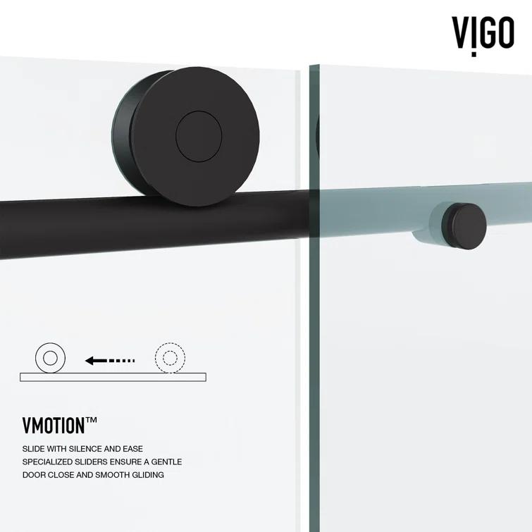 VIGO Elan 68-72" W x 76" H Sliding Frameless Shower Door with 3/8" Clear Glass VG6041MBCLSC7276