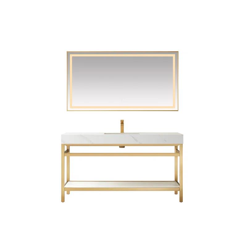 60'' Single Bathroom Vanity with Stone Top