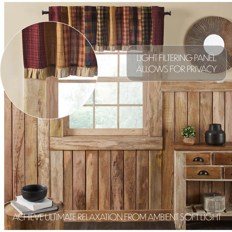 VHC Brands Connell Patchwork Cotton Ruffled 72'' W Window Valance