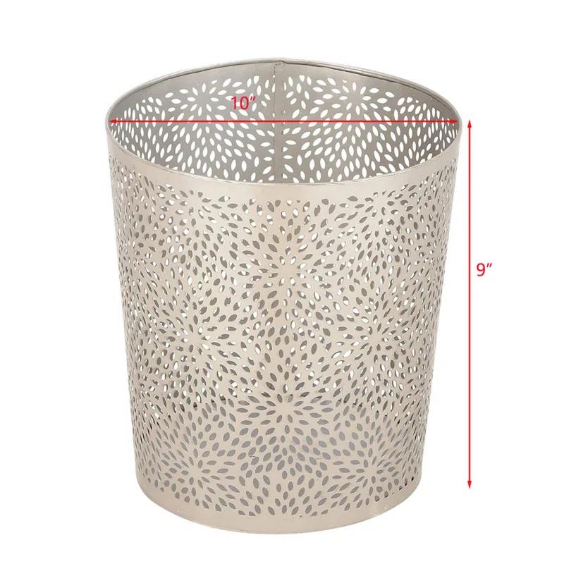 CosmoLiving by Cosmopolitan Modern Perforated Design Round Metal Waste Basket