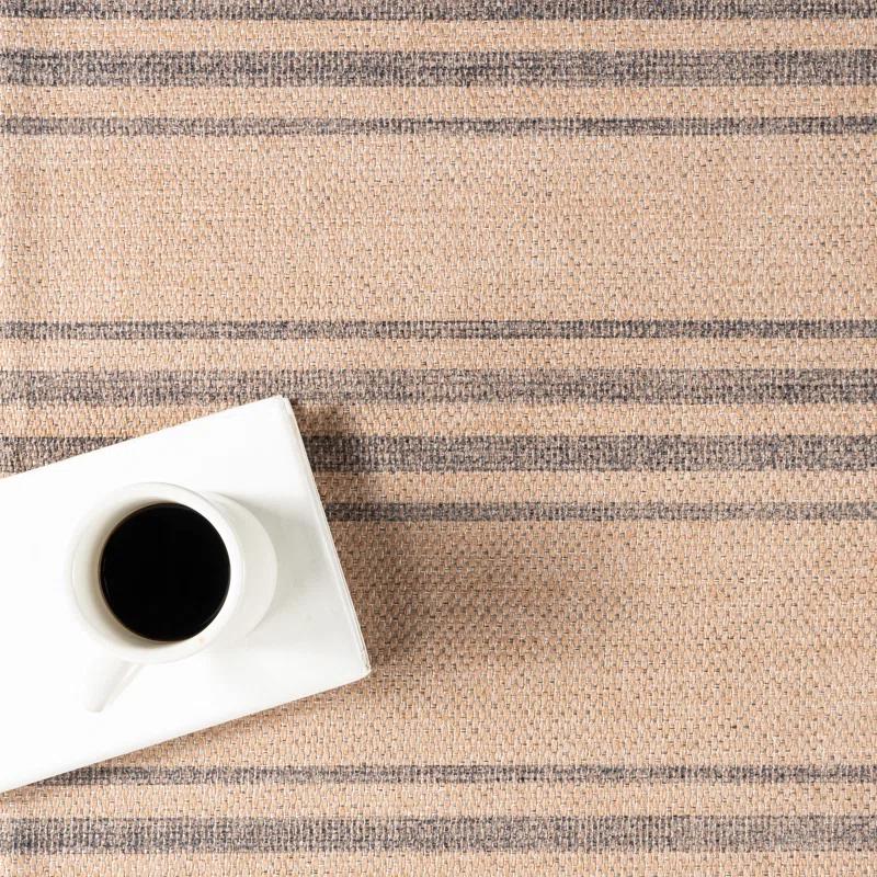 Bungalow Rose Hassell Lavina Striped Easy 100% recycled polyester Machine Washable Area Rug