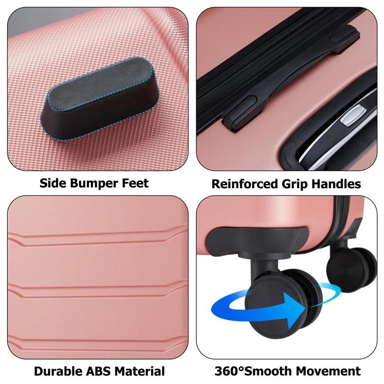 Smugdesk.com 3-Piece Luggage Set, ABS Travel Suitcase Set with TSA lock