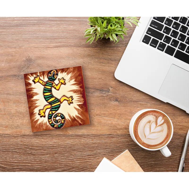 Continental Art Center 4'' x 4'' Glossy Hand Painted Ceramic