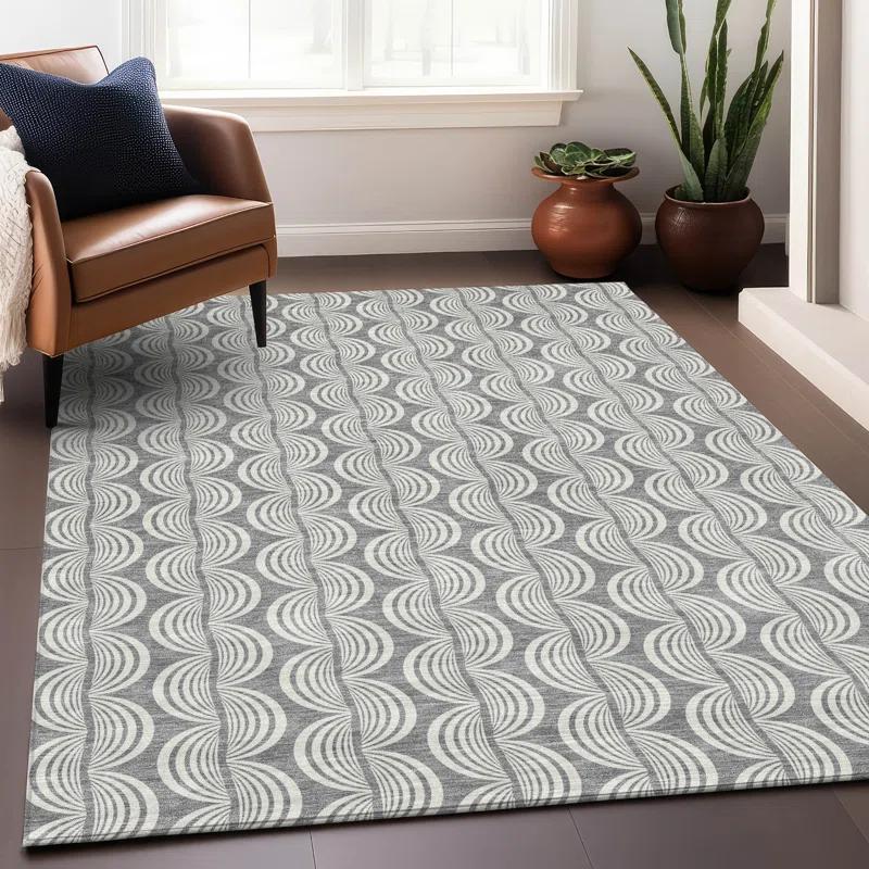 Machine Washable Indoor/Outdoor Chayden ACN1055 Gray Rug