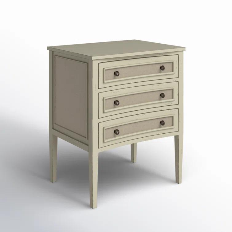 Whitley Cream Mahogany and Linen Farmhouse Accent Chest