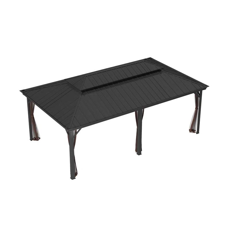 Connal 20 Ft. W x 12 Ft. D Hard Top Double Roof Aluminum Patio Gazebo