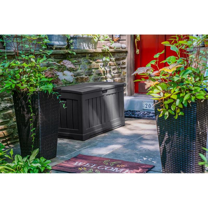 Suncast Suncast 50 Gallon Plastic Deck Box with Molded Lockable Feature for Home, Gray