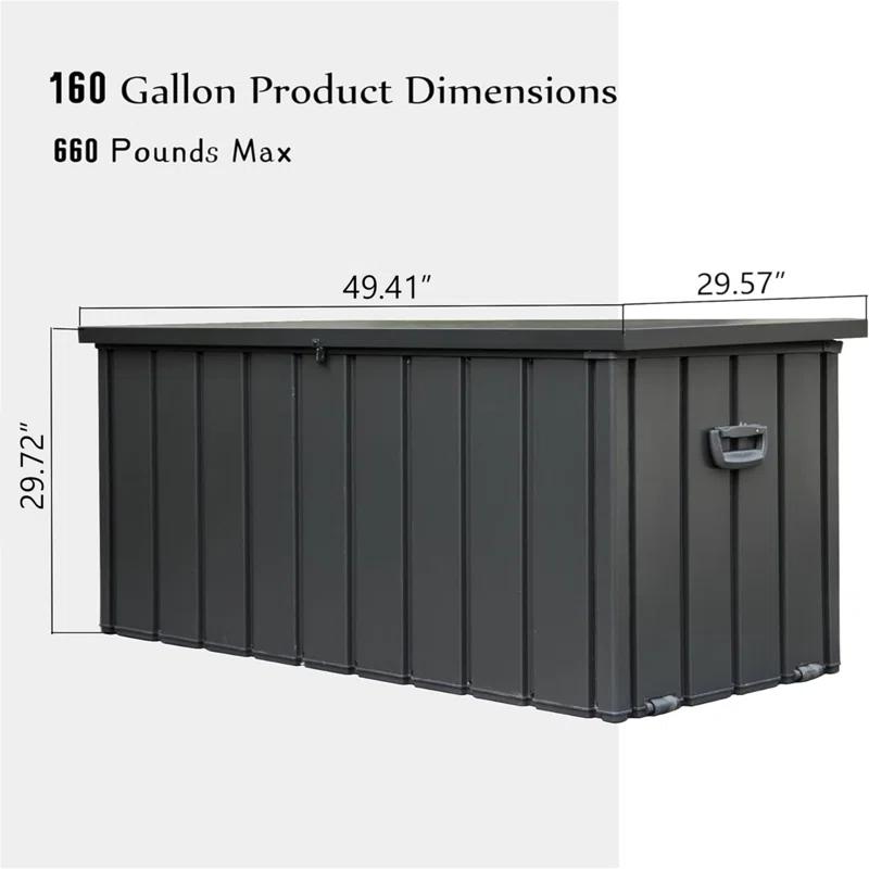 Tryimagine 160 Gallon Outdoor Storage Deck Box Waterproof, Large Patio Storage Bin For Outside Cushions, Throw Pillows, Garden Tools, Lockable