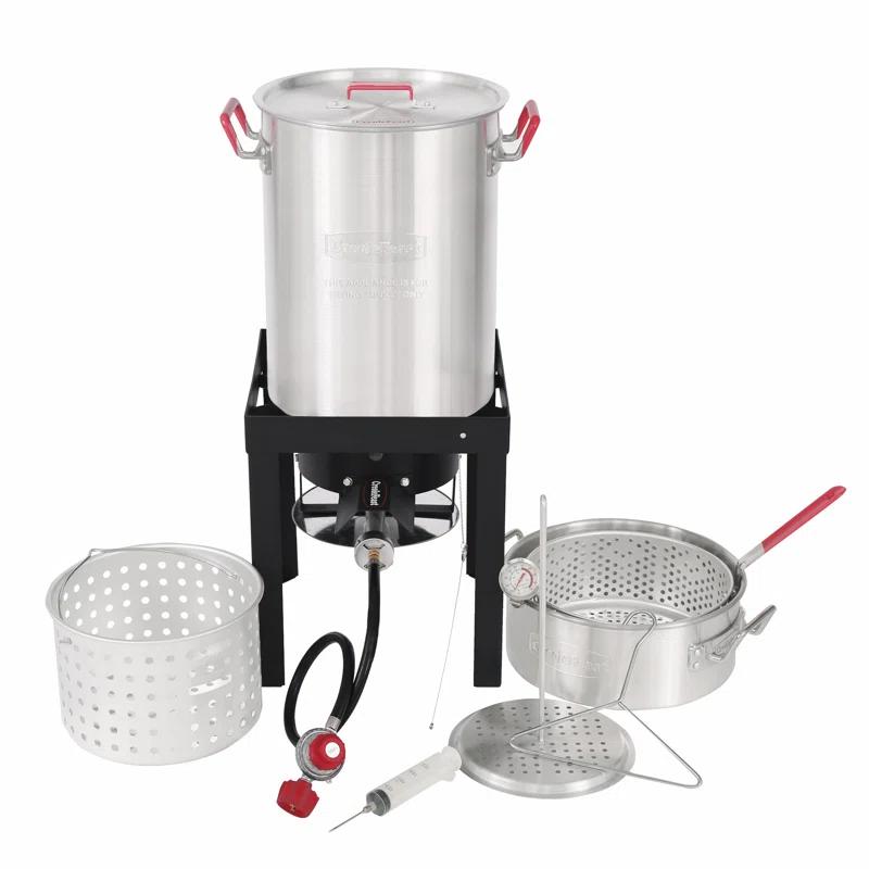 Creole Feast Creole Feast Premium Aluminum 30 Qt. Turkey Fryer And 10 Qt. Fish Fryer Boiler Steamer Set