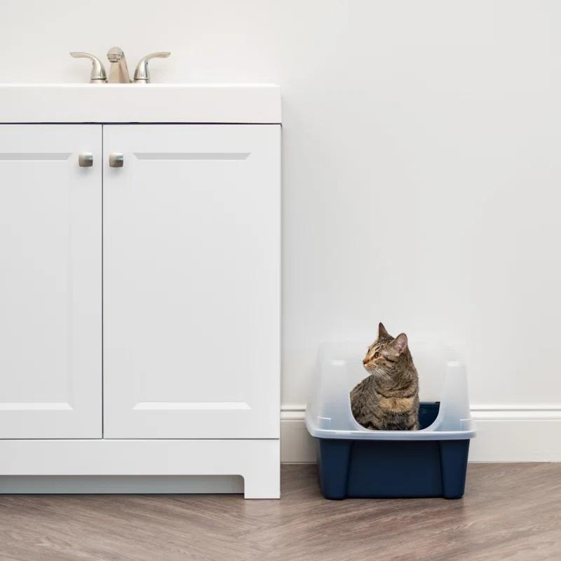 Zoey Tails IRIS USA, Open-Top Cat Litter Box with Shield with Scoop