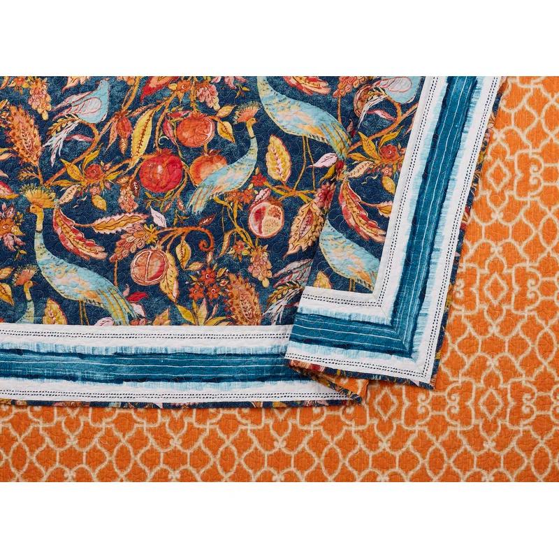 Dena Home Peacock Garden Cotton Reversible 3 Piece Quilt Set