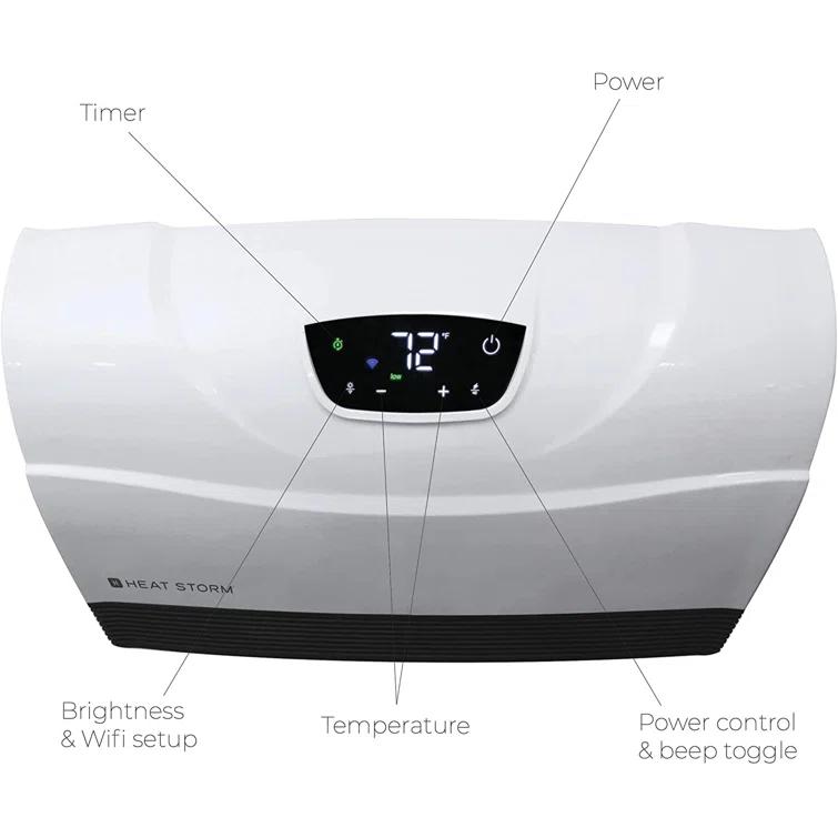 Heat Storm Heat Storm 1500 Watt Infrared WiFi enabled, wall mount  electric space heater with digital thermostat, remote - Smart Line