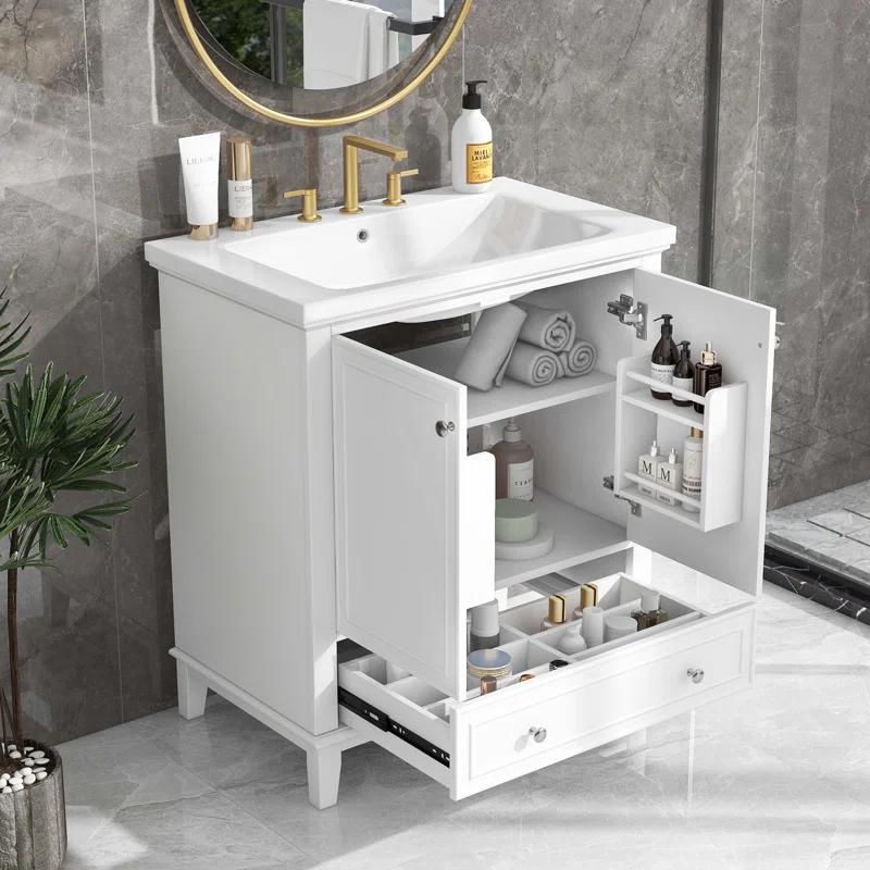 Jeltyprey 30" Bathroom Vanity with Sink Combo, Multi-functional Bathroom Cabinet with Doors and Drawer