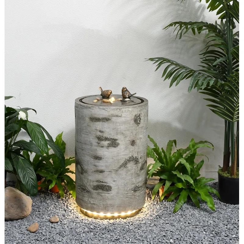 Hi-Line Gift Ltd. 21.5" H Bird Bath Fountain with Warm White LEDS