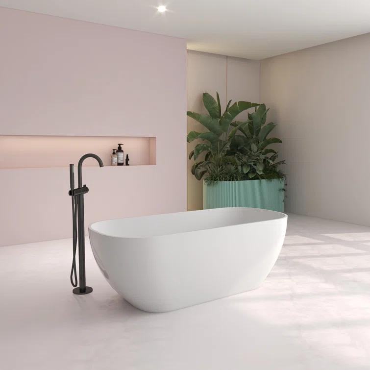 Staykiwi 67'' x 29'' Freestanding Soaking Plastic / Acrylic Bathtub JJCS04BT-67