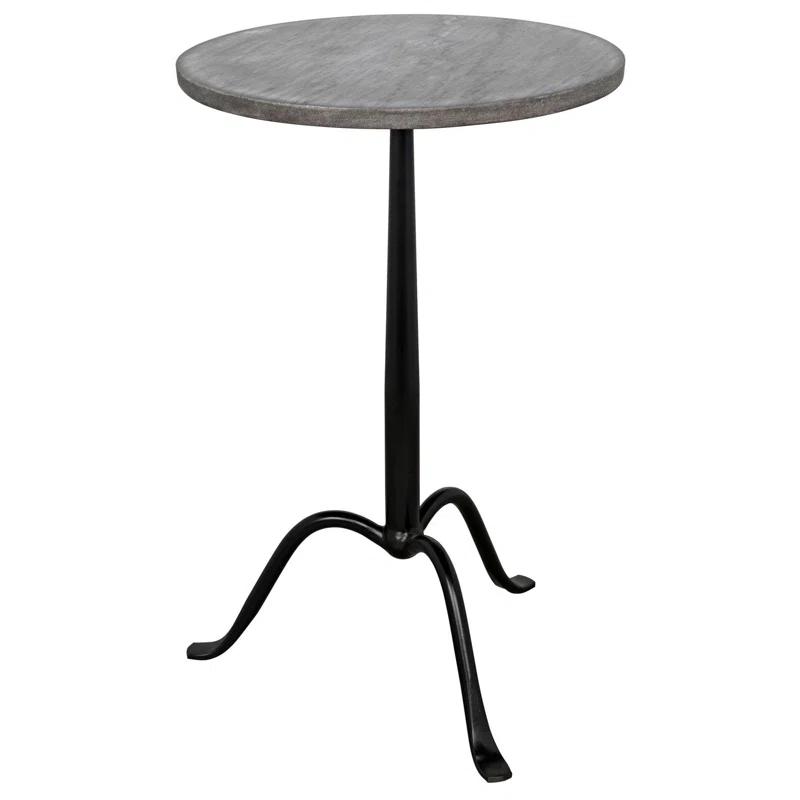 Alfano Round Side Table - Black and Gray Marble