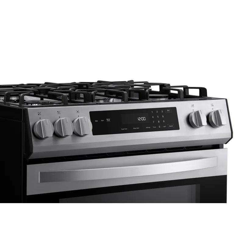 Kenmore 5.6 cu. ft. Front-Control Gas Range with 5 Burners and Hidden Bake Stainless Steel