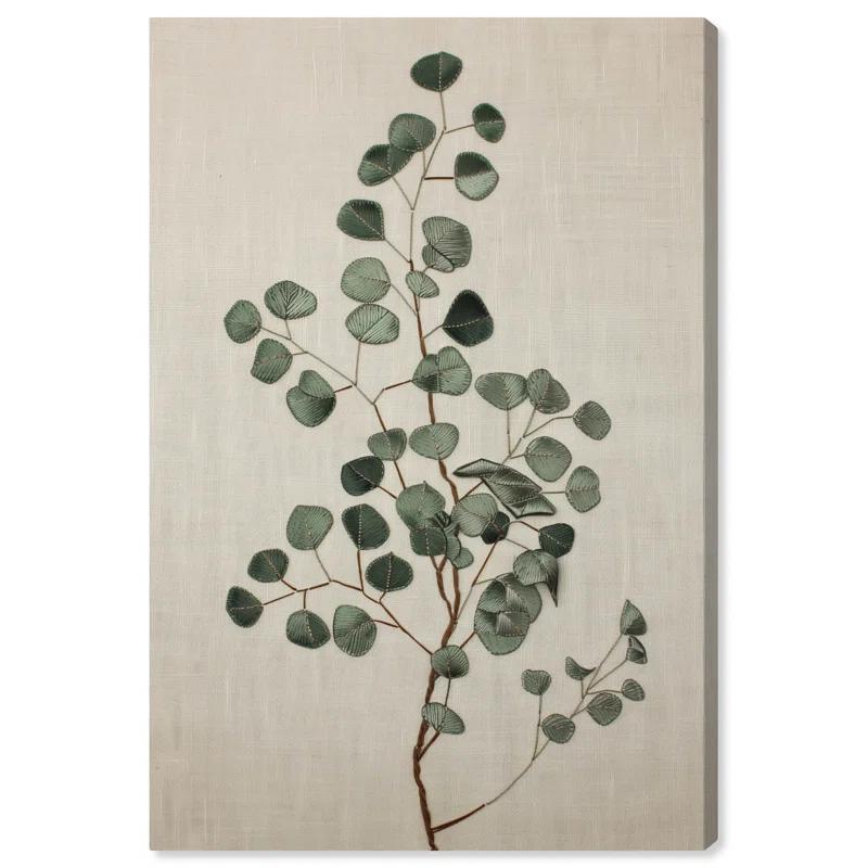 Art Remedy Eucalyptus Embroidery II Botanical Art Prints Wall Art by Art Remedy